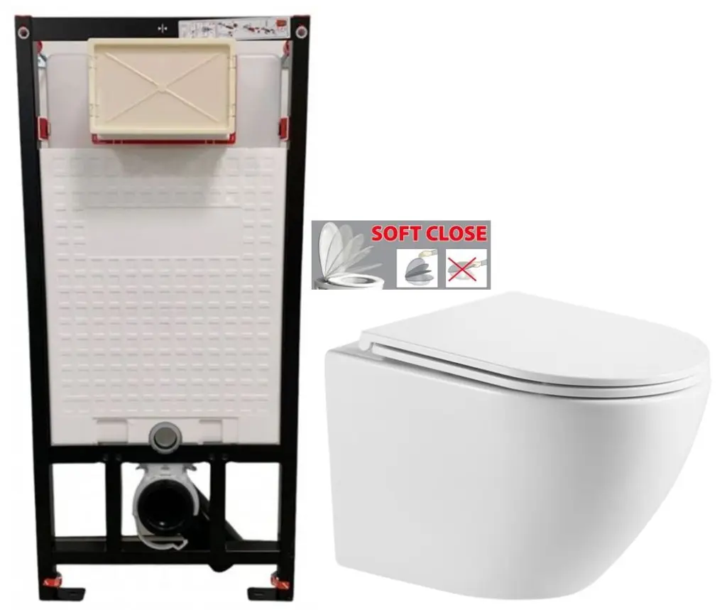 DEANTE Podomítkový rám, pro závěsné WC mísy bez tlačítka + WC INVENA LIMNOS /VÍROVÉ SPLACH/ WITH SOFT, včetně soft/close sedátka CST_WC01 X LI1