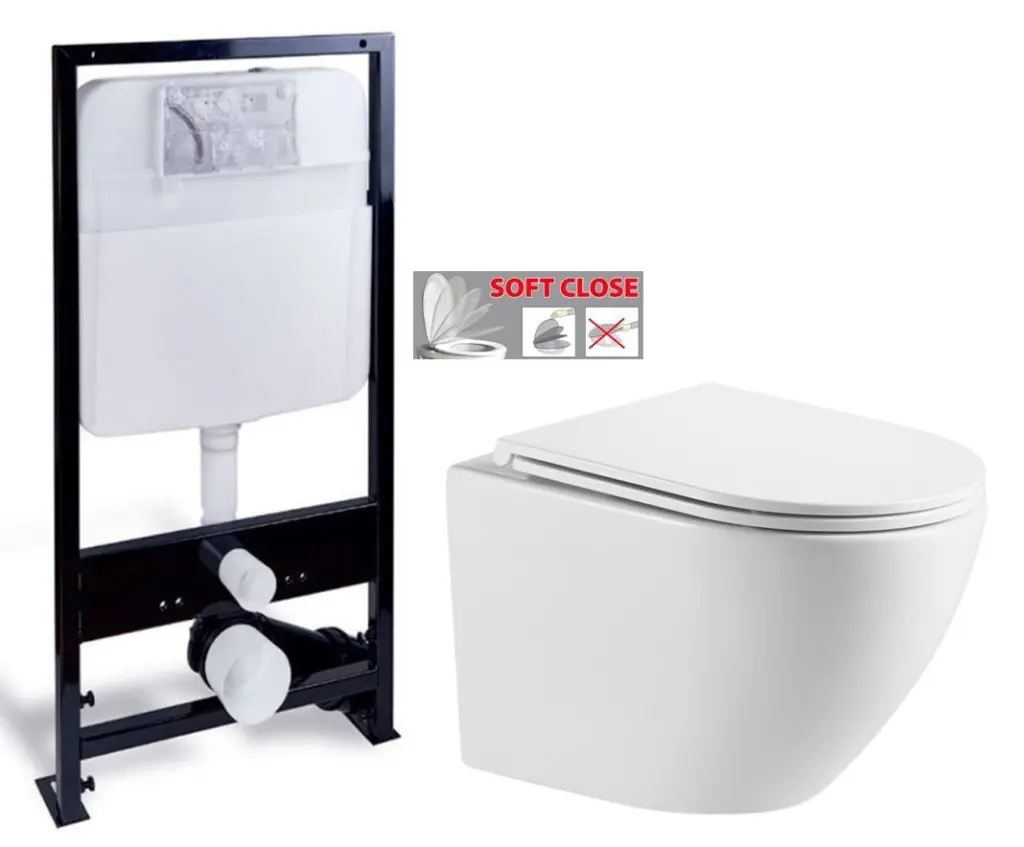 PRIM předstěnový instalační systém bez tlačítka+ WC INVENA LIMNOS /VÍROVÉ SPLACH/ WITH SOFT, včetně soft/close sedátka PRIM_20/0026 X LI1
