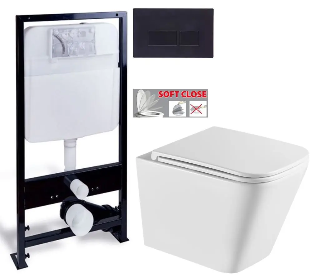 PRIM předstěnový instalační systém s černým tlačítkem  20/0044+ WC INVENA FLORINA /VÍROVÉ SPLACH/ WITH SOFT, včetně soft/close sedátka PRIM_20/0026 44 FL1