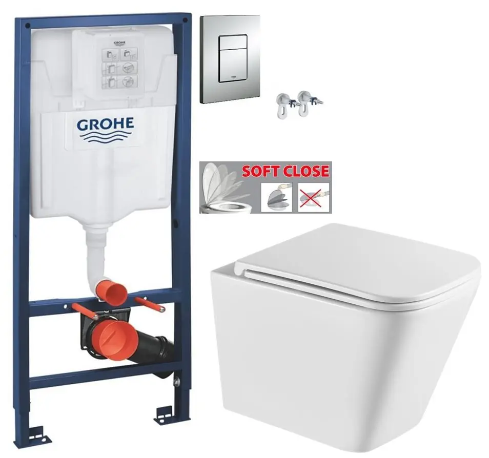 Rapid SL pro závěsné WC 38528SET s chromovou deskou + WC INVENA FLORINA /VÍROVÉ SPLACH/ WITH SOFT, včetně soft/close sedátka 38772001 FL1