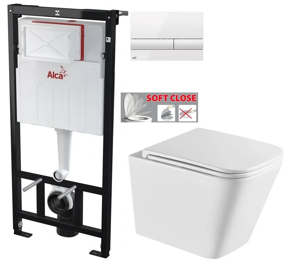 Předstěnový instalační systém s bílým tlačítkem M1710 + WC INVENA FLORINA /VÍROVÉ SPLACH/ WITH SOFT, včetně soft/close sedátka AM101/1120 M1710 FL1