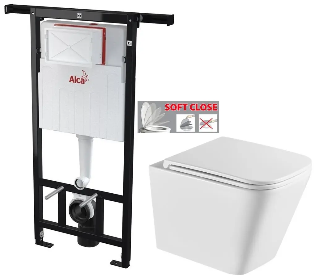 Předstěnový instalační systém bez tlačítka + WC INVENA FLORINA /VÍROVÉ SPLACH/ WITH SOFT, včetně soft/close sedátka AM102/1120 X FL1