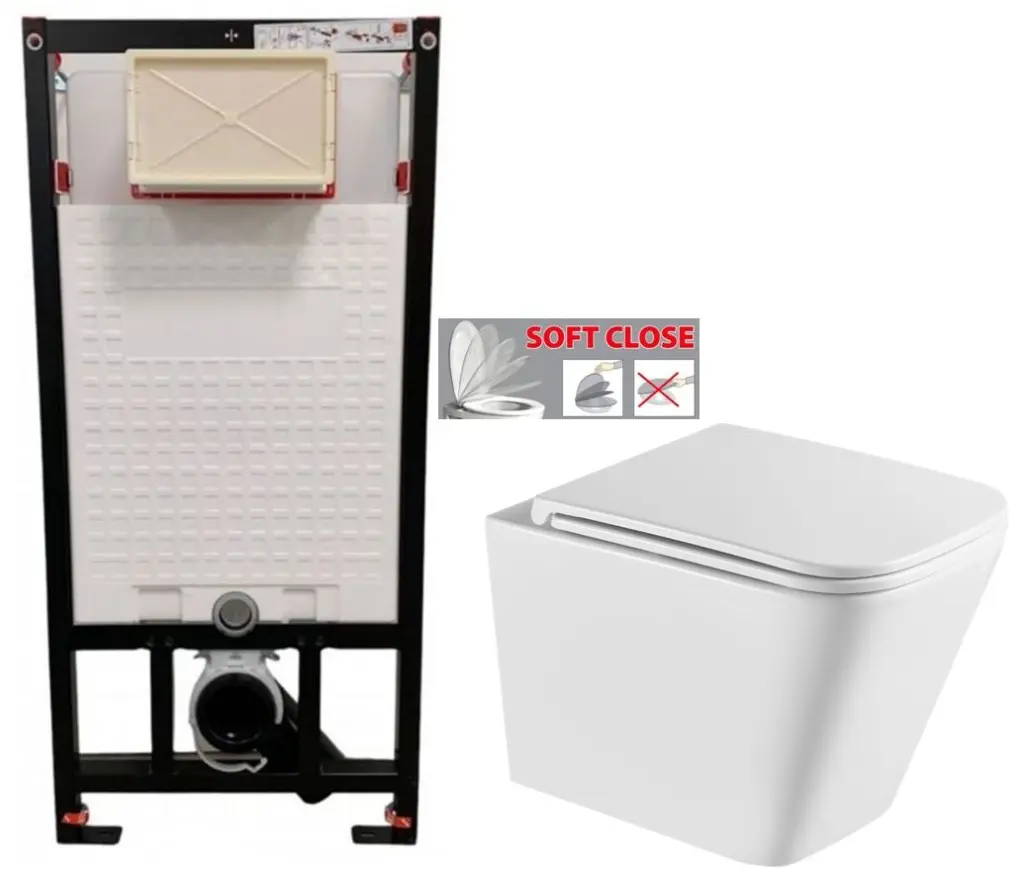 DEANTE Podomítkový rám, pro závěsné WC mísy bez tlačítka + WC INVENA FLORINA /VÍROVÉ SPLACH/ WITH SOFT, včetně soft/close sedátka CST_WC01 X FL1