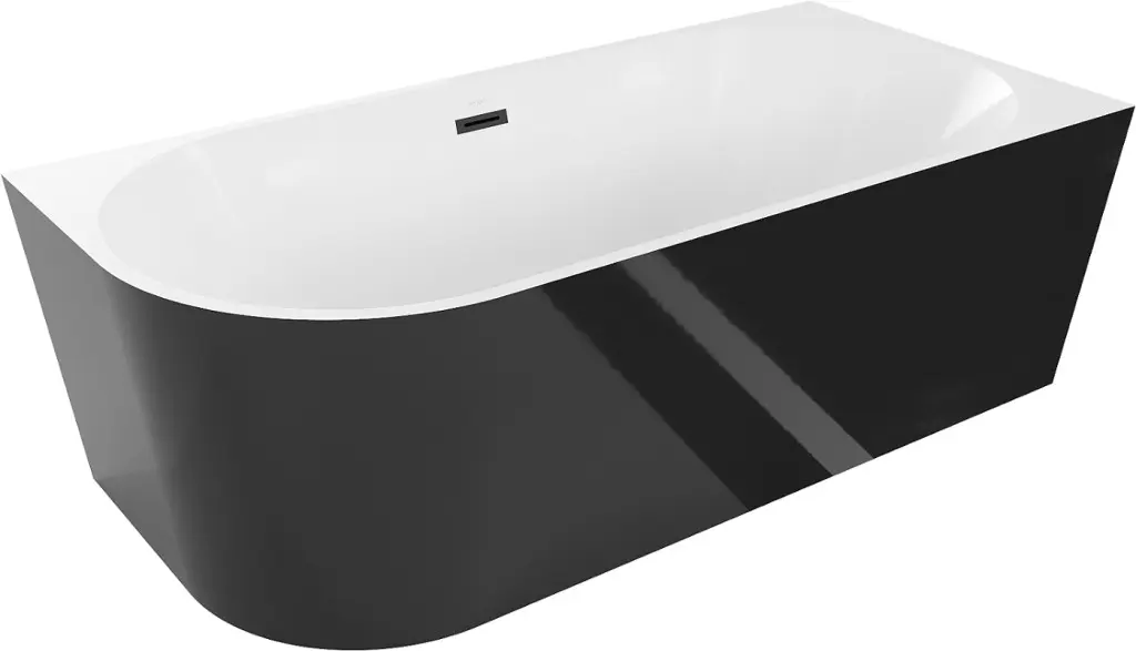 MEXEN/S Mia vana volně stojící rohová pravá 160 x 75, bílá/černá, sifon a přepad černá 52691607575P-70