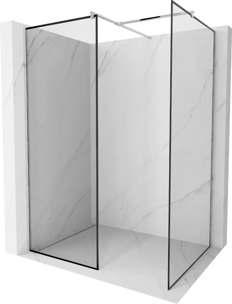 MEXEN/S Kioto Sprchová zástěna Walk-in 110 x 70, černý vzor, chrom 800-110-202-01-70-070