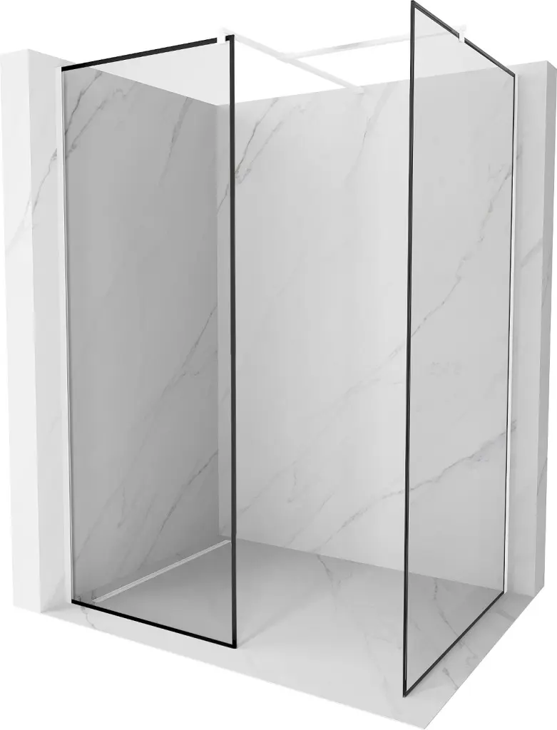 MEXEN/S Kioto Sprchová zástěna Walk-in 120 x 80, černý vzor, bílá 800-120-202-20-70-080