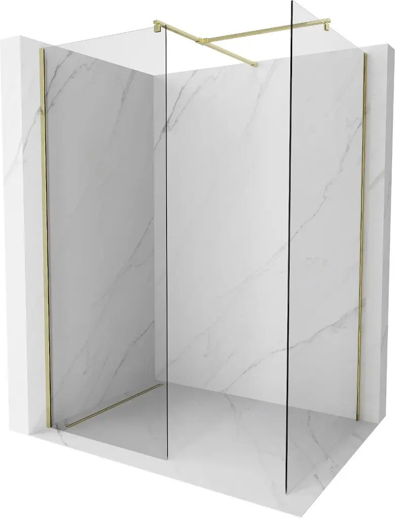 MEXEN/S Kioto Sprchová zástěna WALK-IN 80 x 80, transparent, zlatá 800-080-202-50-00-080