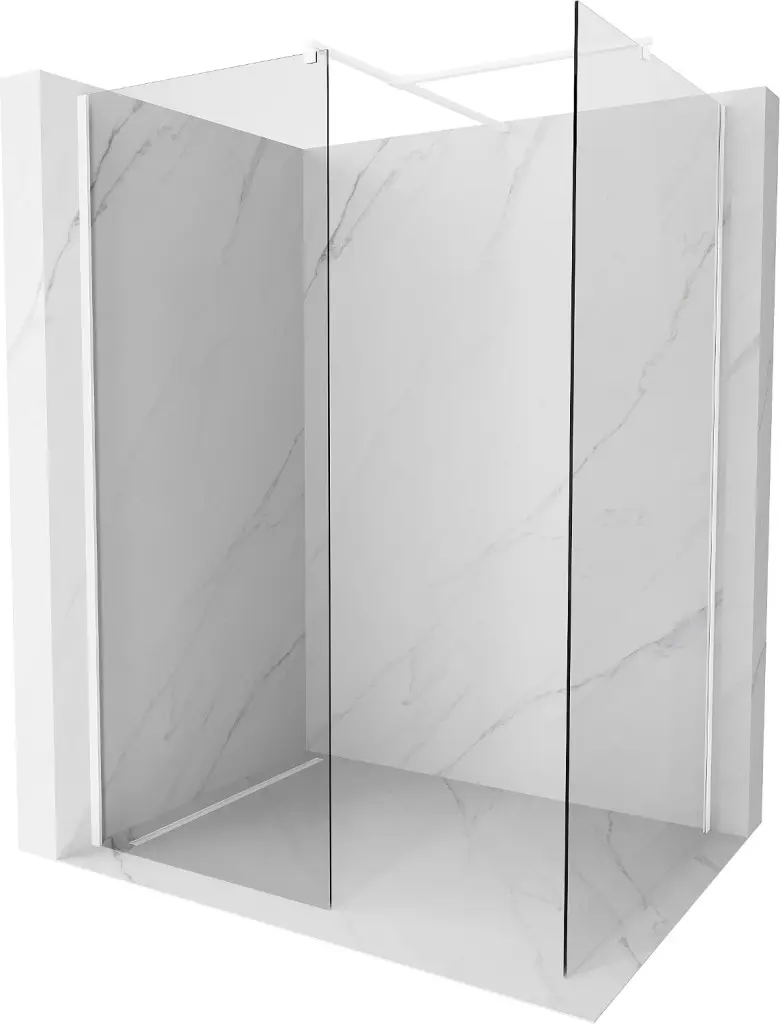 MEXEN/S Kioto Sprchová zástěna WALK-IN 85 x 80, transparent, bílá 800-085-202-20-00-080