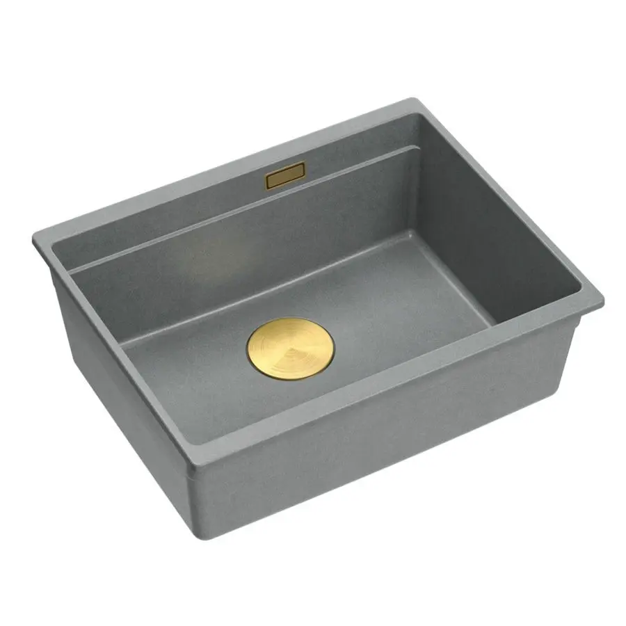Quadron Granitový dřez Logan 100 Grey Metallic Zlaty HQJ6045U5_PVDG1_U