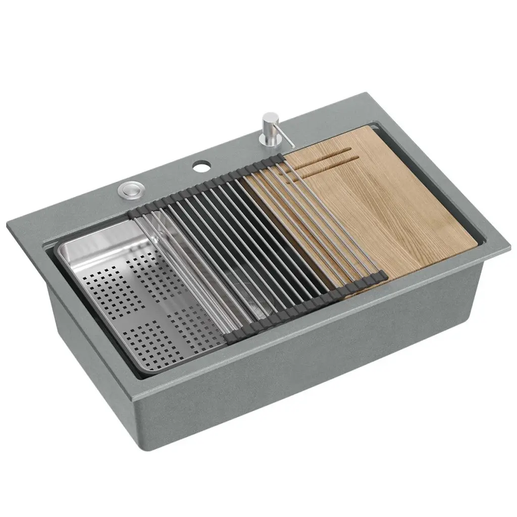 Quadron Granitový dřez MARC 110 WORKSTATION Grey Metallic Měď HQM7650U5_PVDC1