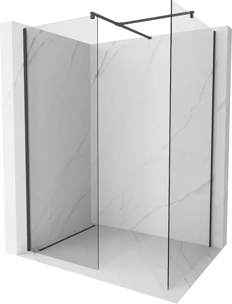 MEXEN/S Kioto Sprchová zástěna WALK-IN 85 x 70, transparent, černá 800-085-202-70-00-070
