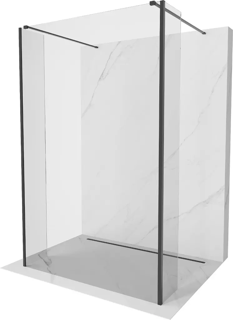 MEXEN/S Kioto Sprchová zástěna WALK-IN volněstojící 90 x 30 x 30, transparent, černá 800-090-030-222-70-00-030