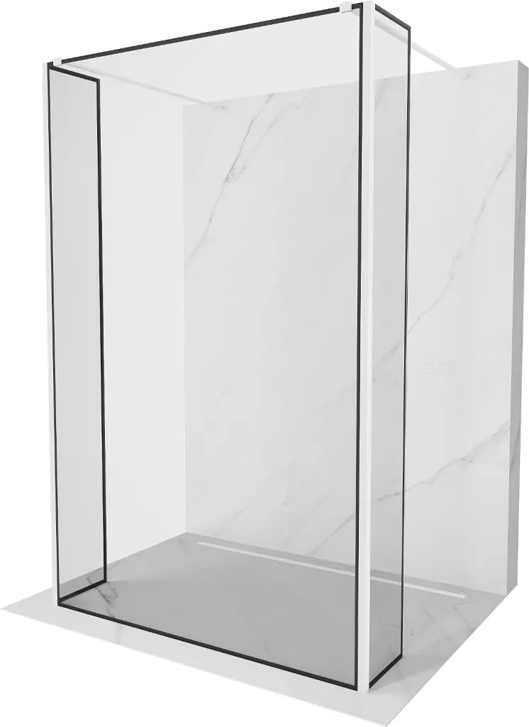 MEXEN/S Kioto Sprchová zástěna WALK-IN volněstojící 100 x 30 x 30, černý vzor, bílá 800-100-030-222-20-70-030