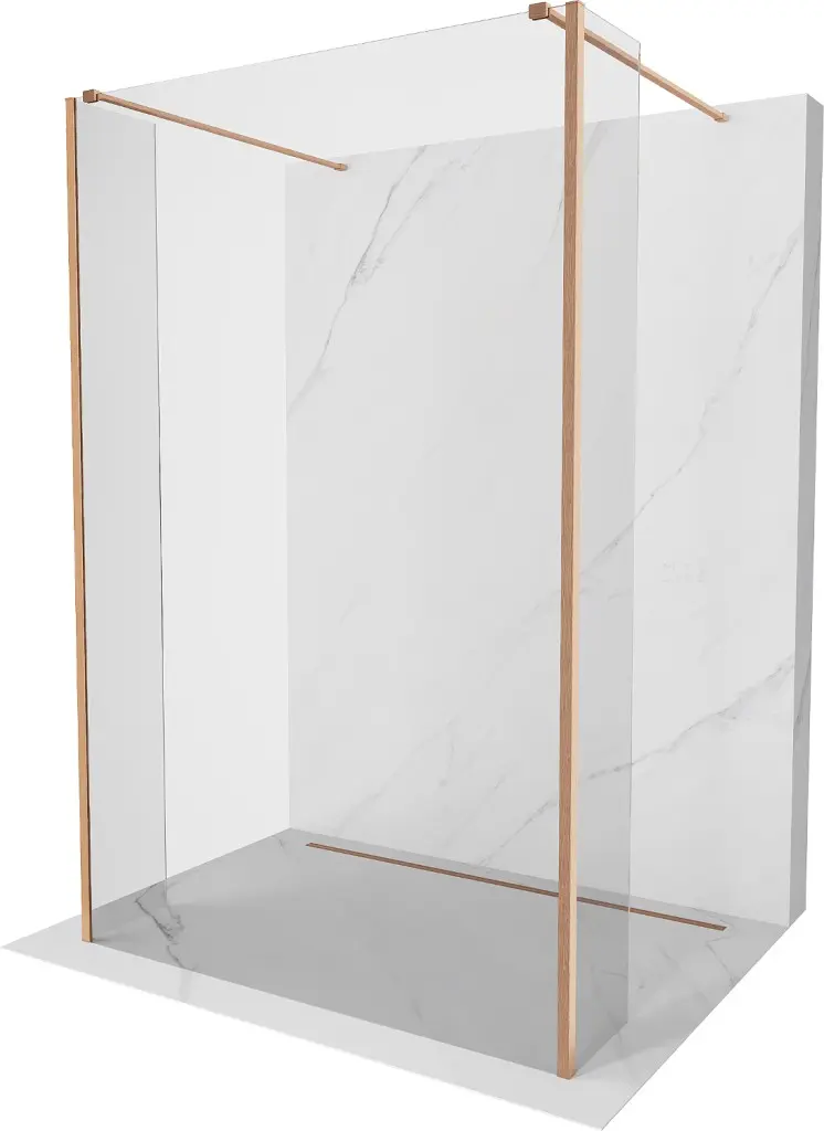 MEXEN/S Kioto Sprchová zástěna WALK-IN volněstojící 110 x 30 x 30, transparent, měď kartáčovaná 800-110-030-222-65-00-030