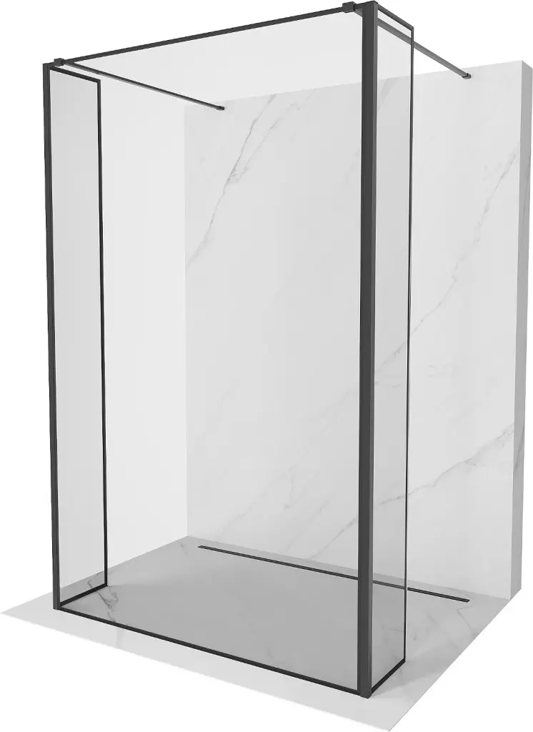 MEXEN/S Kioto Sprchová zástěna WALK-IN volněstojící 110 x 30 x 30, černý vzor, černá 800-110-030-222-70-70-030