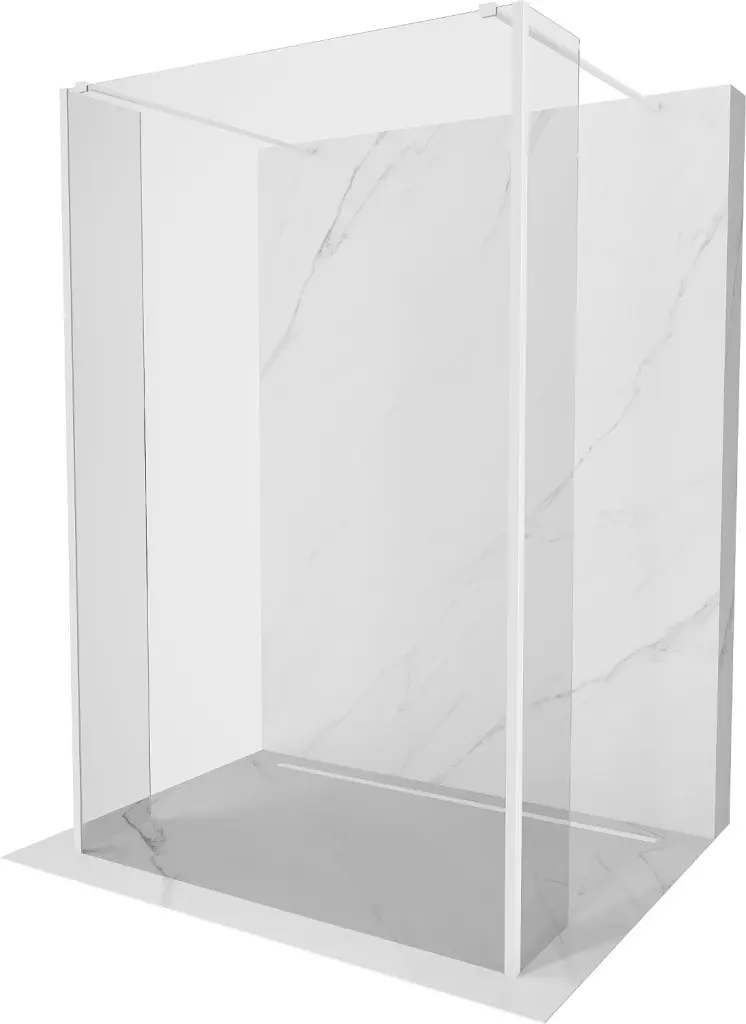 MEXEN/S Kioto Sprchová zástěna WALK-IN volněstojící 115 x 30 x 30, transparent, bílá 800-115-030-222-20-00-030