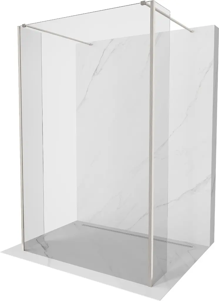 MEXEN/S Kioto Sprchová zástěna WALK-IN volněstojící 120 x 30 x 30, transparent, nikl kartáčovaná 800-120-030-222-97-00-030