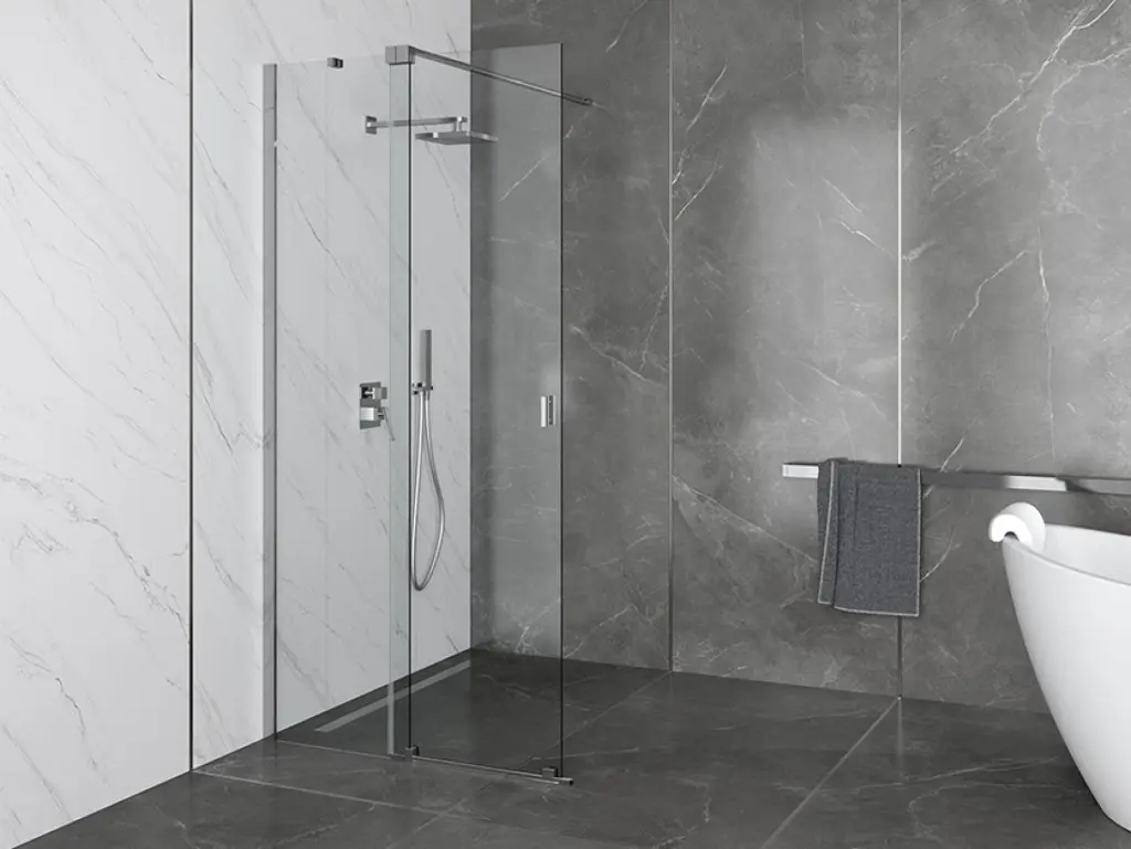 BESCO Walk-in sprchový kout VAYO CHROM Barva rámu Chrom/Leštěný hliník (ALU), Rozměr A 110, Rozměr C 200, Směr zavírání Univerzální Levé / Pravé, Výplň Čiré bezpečnostní sklo 8 mm BCVAYO110CC