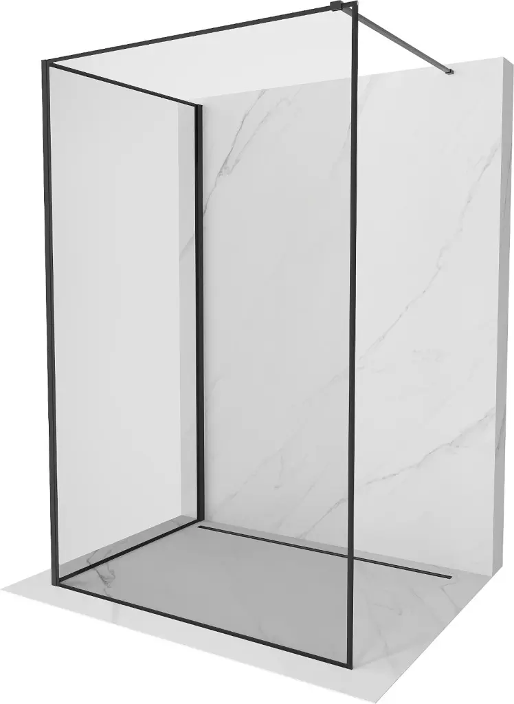 MEXEN/S Kioto Sprchová zástěna WALK-IN 90 x 80, černý vzor, černá 800-090-212-70-70-080