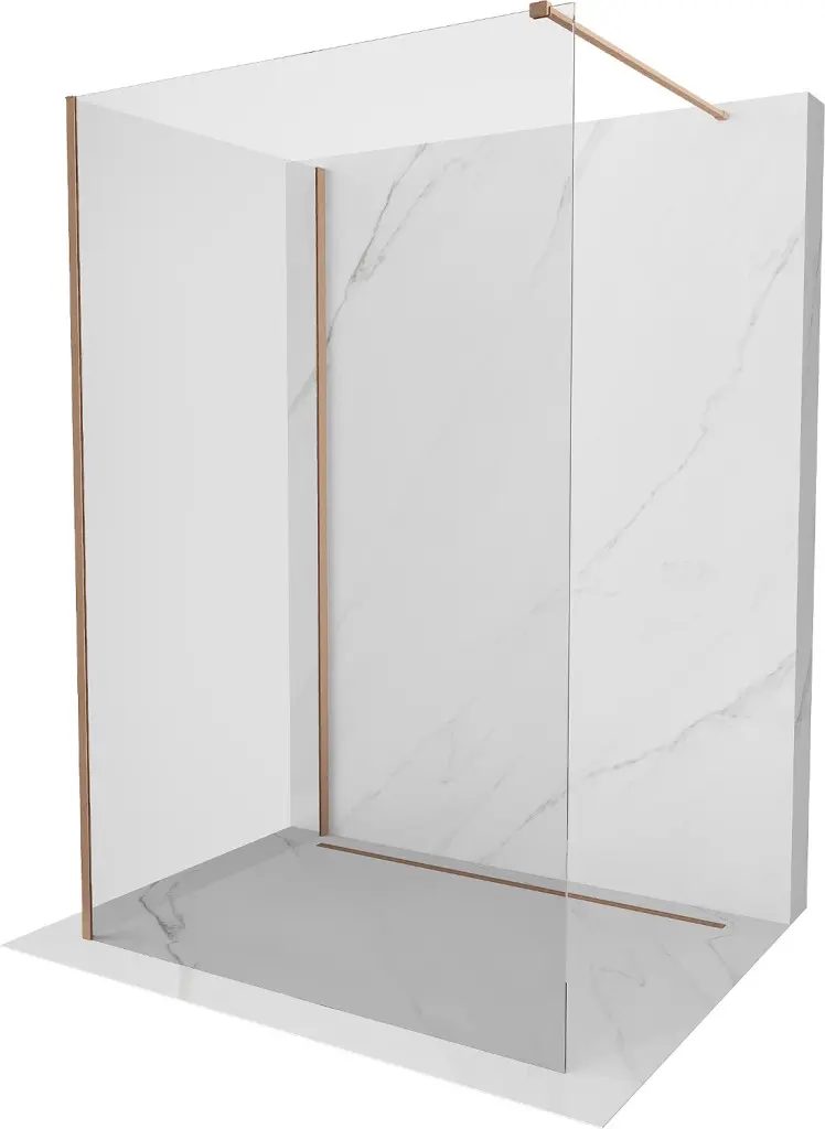 MEXEN/S Kioto Sprchová zástěna WALK-IN 110 x 85, transparent, měď kartáčovaná 800-110-212-65-00-085