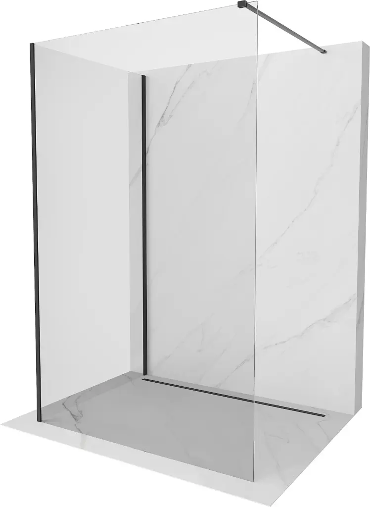 MEXEN/S Kioto Sprchová zástěna WALK-IN 110 x 70, transparent, černá 800-110-212-70-00-070