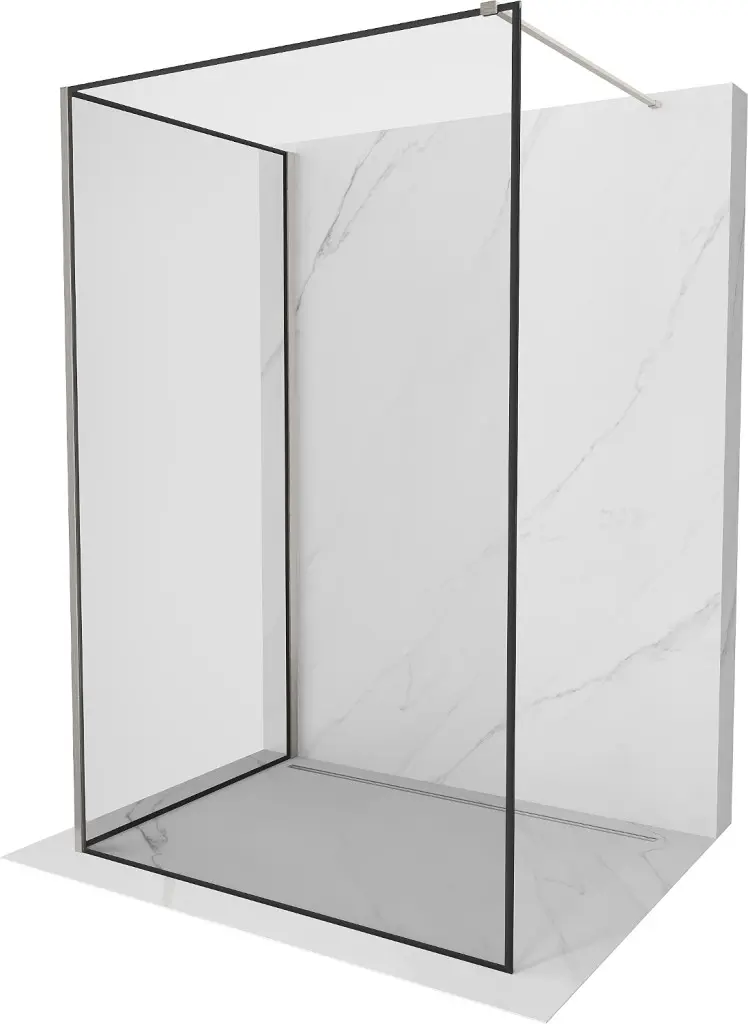 MEXEN/S Kioto Sprchová zástěna WALK-IN 120 x 70, černý vzor, nikl kartáčovaná 800-120-212-97-70-070