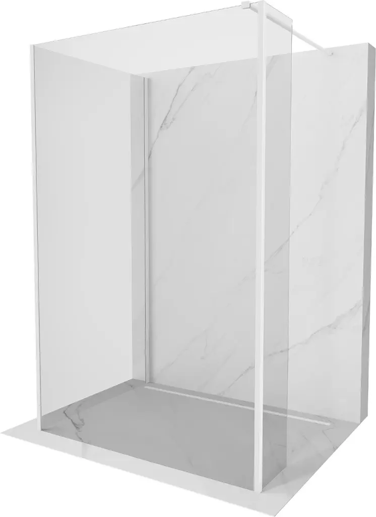 MEXEN/S Kioto Sprchová zástěna WALK-IN 125 x 100 x 30, transparent, bílá 800-125-100-221-20-00-030