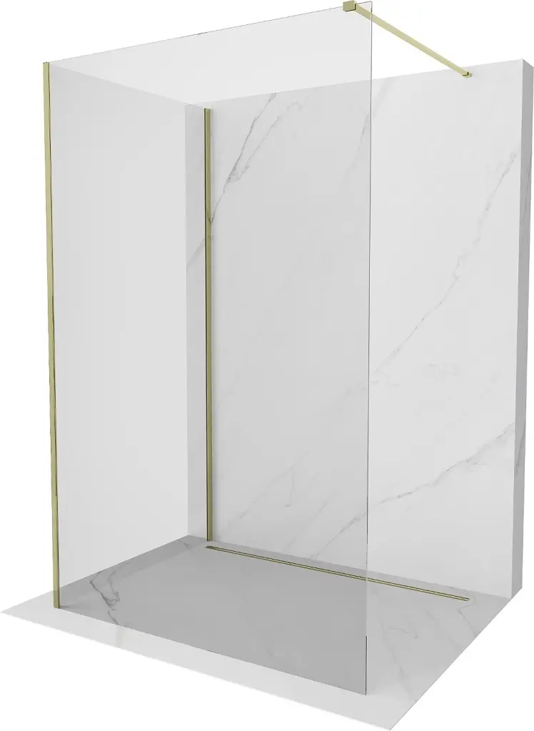 MEXEN/S Kioto Sprchová zástěna WALK-IN 125 x 90, transparent, zlatá 800-125-212-50-00-090