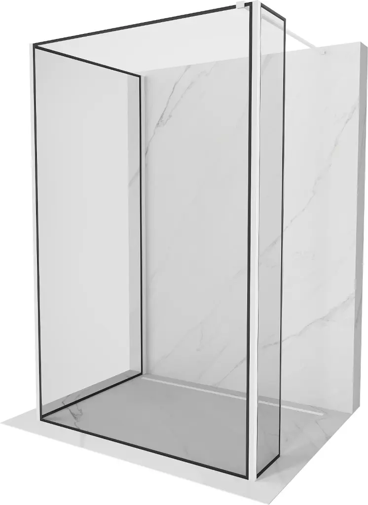 MEXEN/S Kioto Sprchová zástěna WALK-IN 110 x 80 x 30, černý vzor, bílá 800-110-080-221-20-70-030