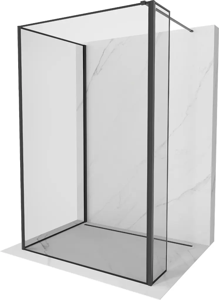 MEXEN/S Kioto Sprchová zástěna WALK-IN 90 x 90 x 40, černý vzor, černá 800-090-090-221-70-70-040