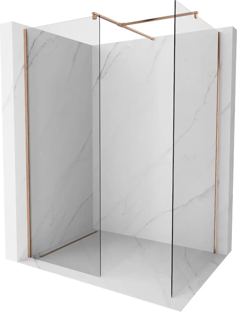 MEXEN/S Kioto Sprchová zástěna WALK-IN 105 x 100, transparent, měď kartáčovaná 800-105-202-65-00-100