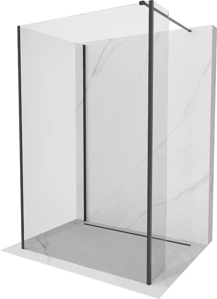 MEXEN/S Kioto Sprchová zástěna WALK-IN 110 x 105 x 40, transparent, černá 800-110-105-221-70-00-040