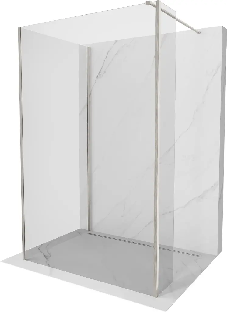 MEXEN/S Kioto Sprchová zástěna WALK-IN 110 x 105 x 30, transparent, nikl kartáčovaná 800-110-105-221-97-00-030