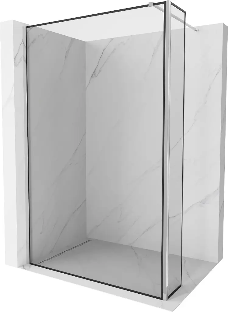 MEXEN/S Kioto Sprchová zástěna WALK-IN 120 x 40, černý vzor, chrom 800-120-212-01-70-040