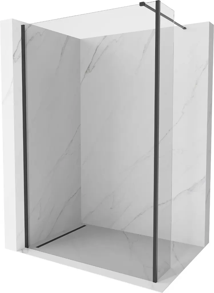 MEXEN/S Kioto Sprchová zástěna WALK-IN 100 x 30, transparent, černá 800-100-212-70-00-030