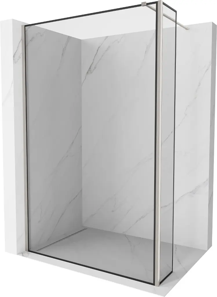 MEXEN/S Kioto Sprchová zástěna WALK-IN 100 x 30, černý vzor, nikl kartáčovaná 800-100-212-97-70-030
