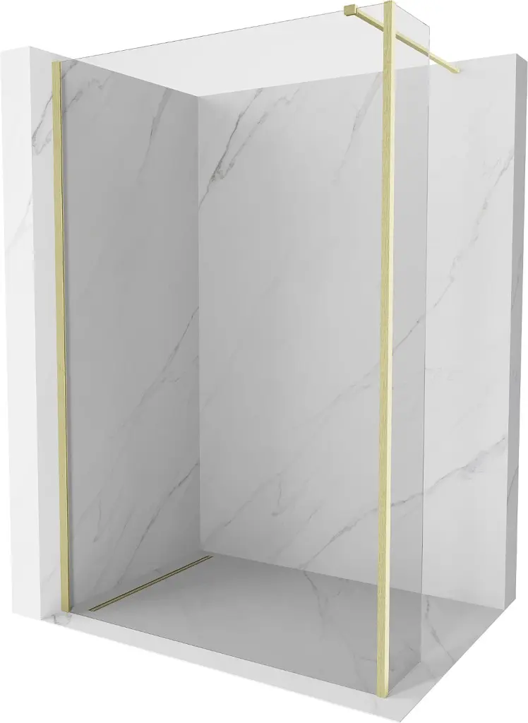 MEXEN/S Kioto Sprchová zástěna WALK-IN 110 x 30, transparent, zlatá kartáčovaná 800-110-212-55-00-030