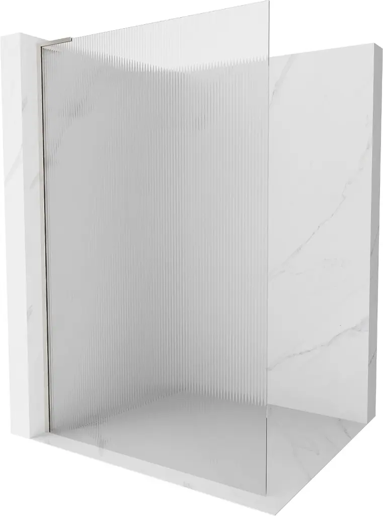 MEXEN/S Kioto L Sprchová zástěna WALK-IN 90 x 200, proužky, nikl kartáčovaná 800-090-103-97-09