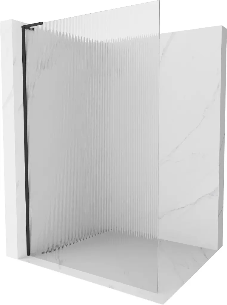 MEXEN/S Kioto L Sprchová zástěna WALK-IN 100 x 200, proužky, černá 800-100-103-70-09