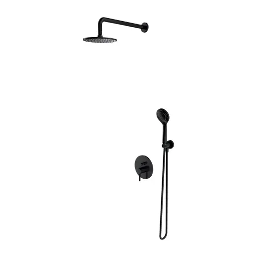 OMNIRES Sprchový set s baterií pod omítku, s tělesem, průměr 20 cm, černá SYSY38BL