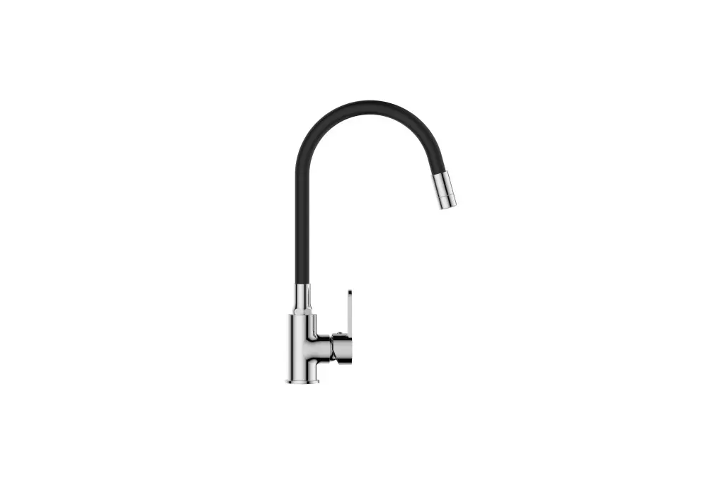 INVENA Dřezová baterie s pohyblivým výtokem, chrom / černá BZ-37-008-L