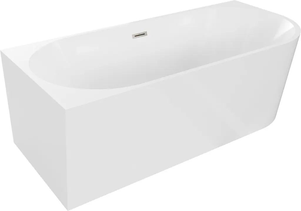 MEXEN/S Mia volně stojící rohová vana levá 180 x 80, bílá, sifon a přepad nikl kartáčovaná 52691808000L-97
