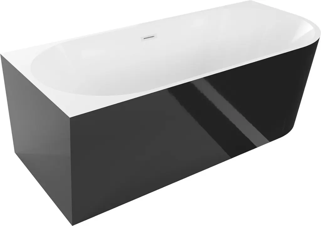 MEXEN/S Mia volně stojící rohová vana levá 180 x 80, bílá/černá, sifon a přepad bílá 52691808075L-20