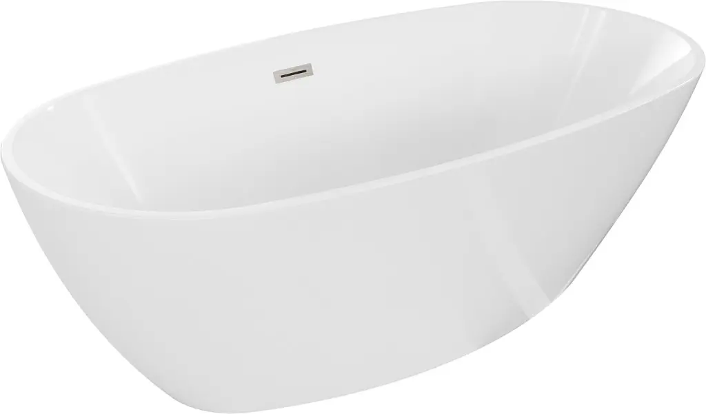 MEXEN/S Eris volně stojící vana 155 x 80, bílá, sifon a přepad nikl kartáčovaná 53441558000-97