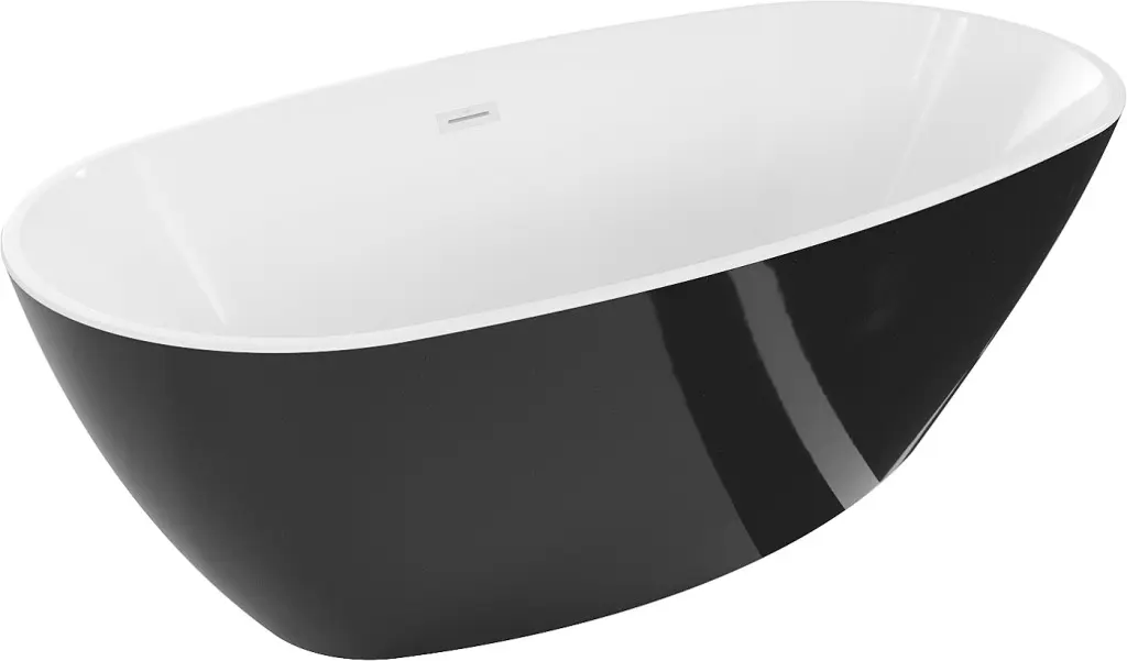 MEXEN/S Eris volně stojící vana 170 x 80, bílá/černá, sifon a přepad bílá 53441708075-20