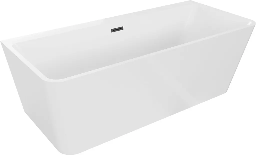 MEXEN/S Volta vana volně stojící rohová 150 x 75, bílá, sifon a přepad černá 51131507500-70