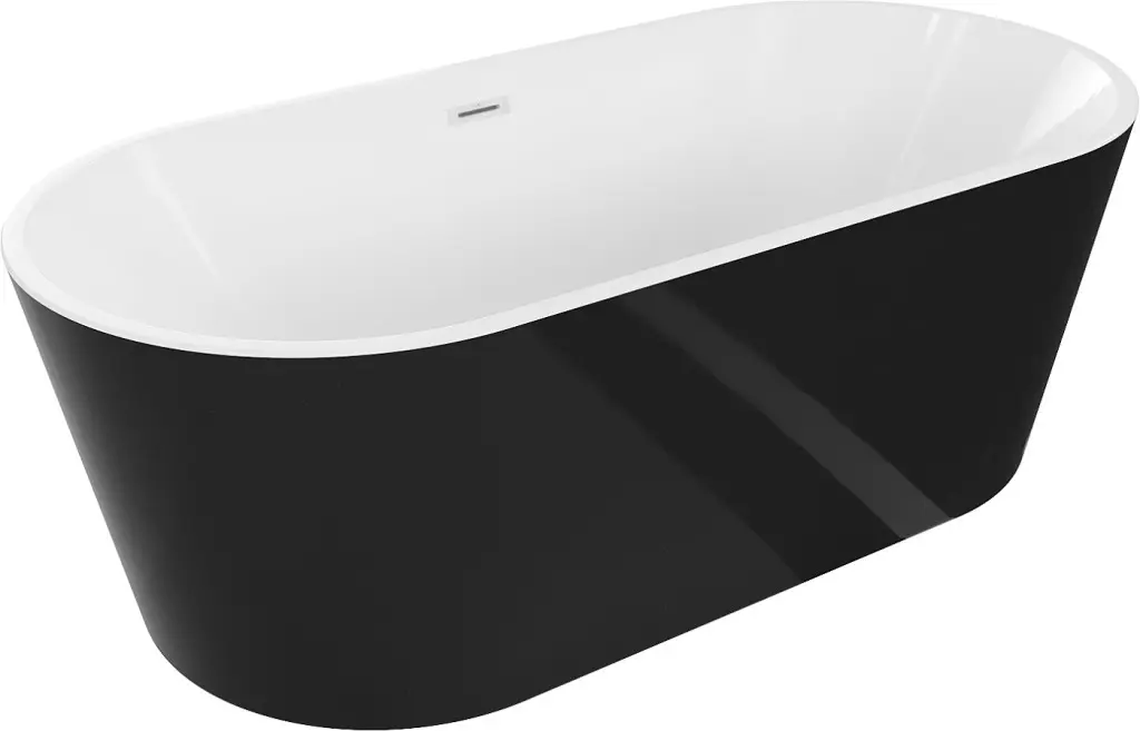 MEXEN/S Luna vana volně stojící 170 x 80, bílá/černá, sifon a přepad bílá 52031708075-20