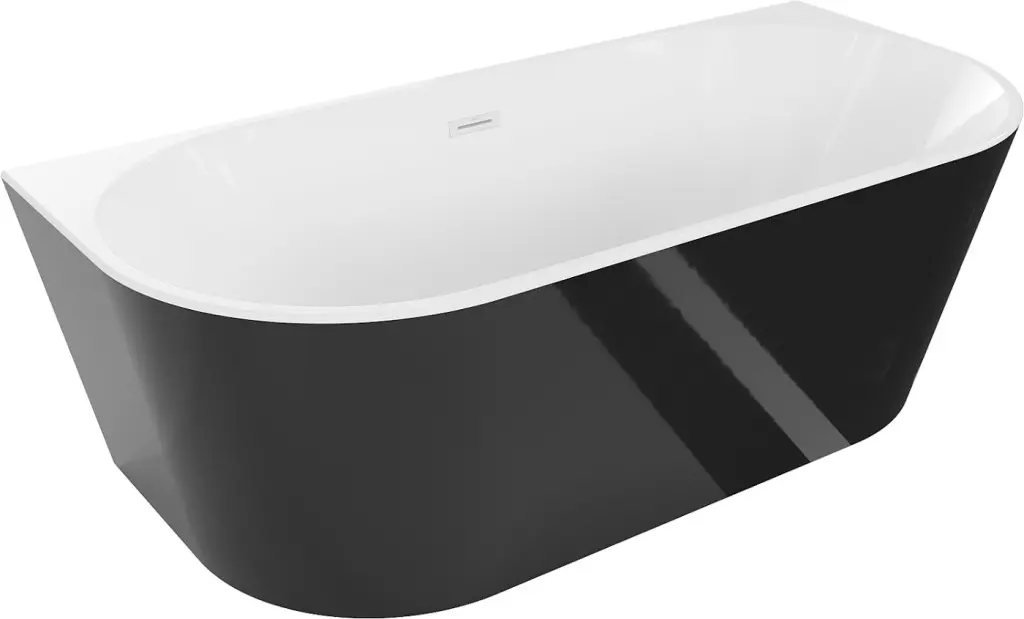 MEXEN/S Oval vana volně stojící nástěnná 140 x 75, bílá/černá, sifon a přepad bílá 52671407575-20