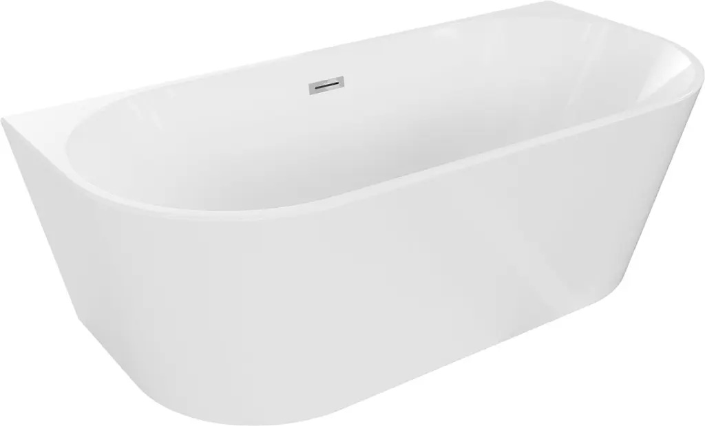 MEXEN/S Oval vana volně stojící nástěnná 160 x 80, bílá, sifon a přepad chrom 52671608000-01