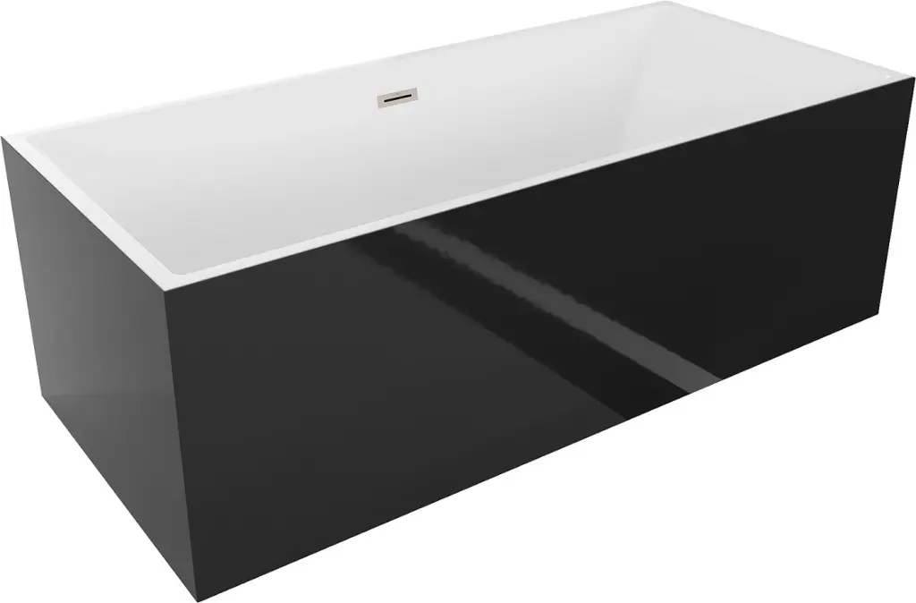MEXEN/S Vigo volně stojící vana 178,5 x 80, bílá/černá, sifon a přepad měď kartáčovaná 51251788075-65